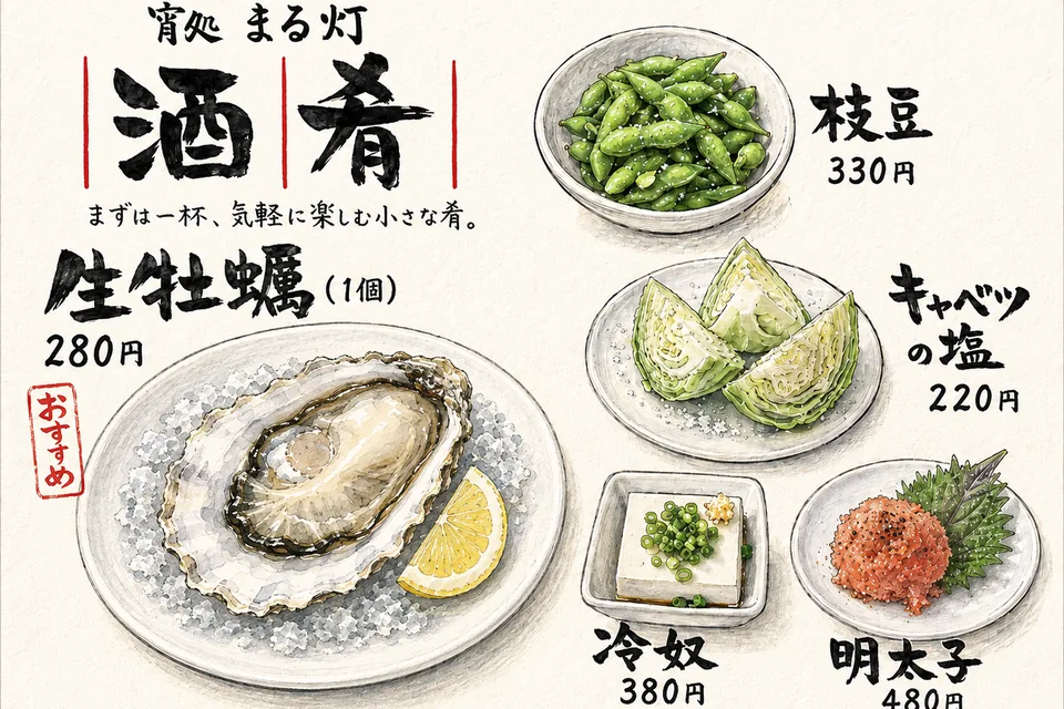 手描き風の居酒屋メニュー完成例