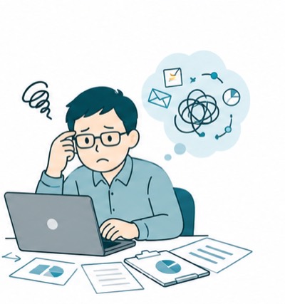 領収書発行やデータ管理に悩む事業者と、IT活用で解決した様子 課題